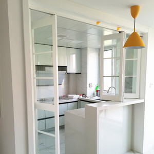 网红法式实木格子玻璃定制厨房吧台阳台卫生间推拉折叠门隔断窗户