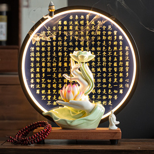 新中式倒流香炉创意摆件陶瓷家用室内薰香禅意檀香沉香客厅桌面灯