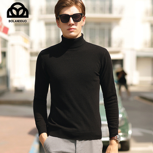 精纺高领羊毛衫男冬季加厚100纯羊毛潮流男士毛衣韩版爸爸打底衫