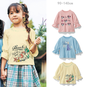 日系童装 春夏新款女童纯棉七分袖上衣儿童t恤可爱宝宝卡通打底衫