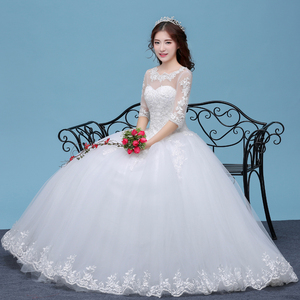 婚纱礼服韩式一字肩显瘦大码齐地2024新款夏季新娘法式迎宾出门纱