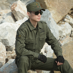 空降师军绿迷彩服套装男春秋夏纯棉特种兵作训服耐磨工作服女修身