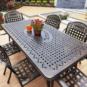 户外铸铝桌椅阳台组合套装欧式别墅室外庭院花园防水铁艺桌椅休闲