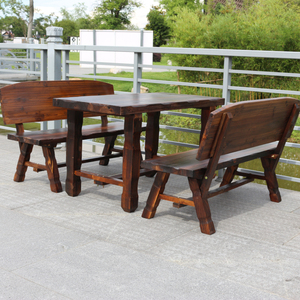 碳化实木阳台餐桌椅庭院花园咖啡厅套件组合三件套露台户外家具