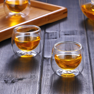双层玻璃杯子隔热水杯功夫茶具办公室杯子茶杯加厚高档透明一口杯