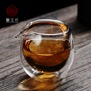 馨玉坊双层透明玻璃公道杯大小号家用隔热公杯功夫茶具匀茶分茶器