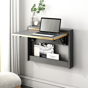 轻奢简约壁挂式实木折叠书桌翻板桌厨房阳台餐桌小户型挂墙电脑桌