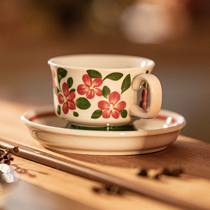 摩登主妇咖啡杯碟套装陶瓷马克杯家用早餐杯复古下午茶杯情侣水杯