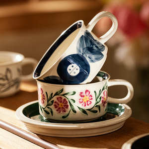 摩登主妇陶瓷咖啡杯碟套装高档精致中古杯子马克杯高颜值下午茶杯