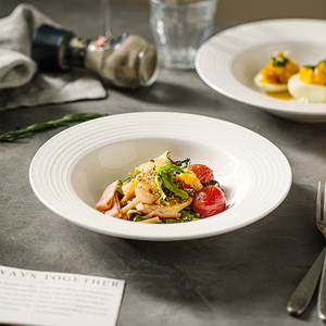 摩登主妇创意草帽盘风陶瓷家用沙拉意面西餐盘高级感网红纯白盘子