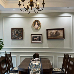 美式餐厅装饰画饭厅复古壁画大气组合油画欧式客厅背景墙画文艺风