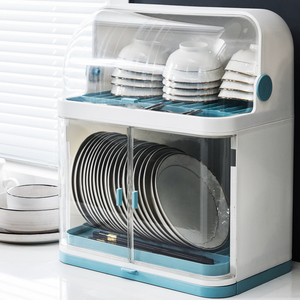 厨房碗架碗筷收纳盒带盖放餐具装碗箱碟盘沥水置物架塑料碗柜家用