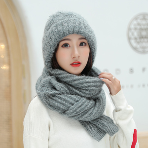 帽子围巾一体女秋冬季韩版时尚潮百搭可爱保暖冬天防寒女士毛线帽