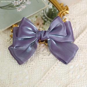 韩国东大门进口亮丝缎面网红超大蝴蝶结发夹仙女发饰女后脑勺夹子