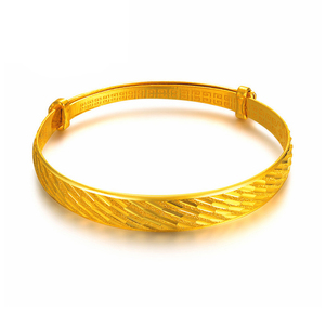 9足金黄金手镯纯金经典车花斜纹磨砂手镯实心纯金大手镯