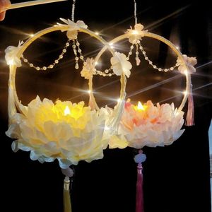 八月十五灯笼汉服手提莲花灯古装宫灯道具古风汉服配饰牡丹花灯