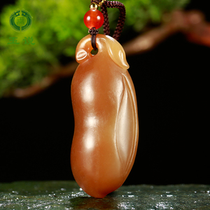 玉说和田玉糖玉四季豆吊坠男女款玉坠玉佩且末糖立体玉石挂件dy