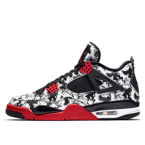 现货air jordan 4 aj4 4 黑白涂鸦纹身中国水墨篮球鞋 bv7451-006