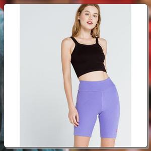 海外代购锐步reebok女士运动中长裤淡紫色瑜伽训练运动短裤女裤
