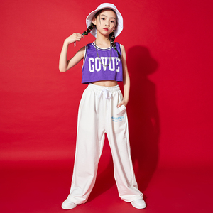 爵士舞服装女童露脐演出服儿童街舞套装小女孩跳jazz衣服走秀潮服