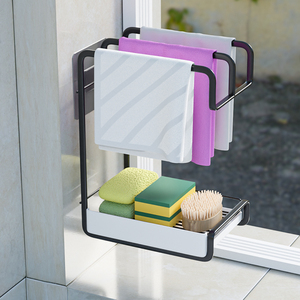 抹布沥水架晾毛巾收纳置物挂架厨房用品大全神器免打孔杆壁挂架子