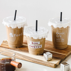 柠檬茶咖啡奶茶一次性杯子带盖塑料饮料店透明专用外带打包杯饮品