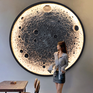 月球壁灯客厅沙发背景墙装饰灯餐厅墙面造型灯高级网红浮雕月亮灯