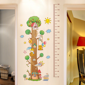 卡通宝宝量身高尺儿童卡通树干身高墙贴纸家用测量仪墙面装饰墙纸