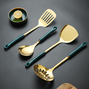 单个长柄不锈钢祖母绿锅铲汤勺家用漏勺炒菜铲子全套厨房厨具套装
