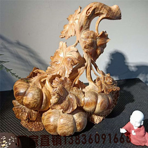多子多福天然根雕木雕摆件北沉香东北琥珀木红松明子雕刻手工艺品