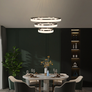 简约大气棕色现代客厅吊灯 圆环形led创意个性餐厅灯亚克力圆圈灯