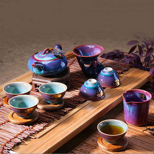 钧瓷无双正品日本陶瓷高端10头钧窑茶具套装功夫茶具整套茶壶茶杯