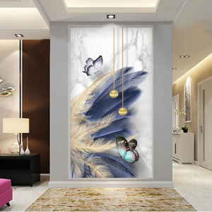 喉罗明b淘宝卫生间隐形门壁画画走廊竖版过道尽头壁画新中式挂画迎