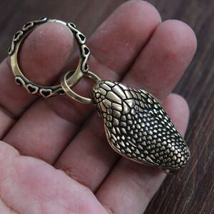 黄铜眼镜蛇钥匙扣手工复古纯铜皮带挂扣十二生肖蛇男士挂腰铜吊坠