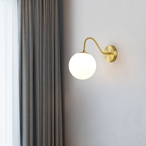 烁阳全铜小壁灯简约卧室床头民宿设计师款走廊过道创意玻璃球小灯