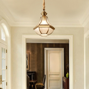 入户灯走廊美式铜吊灯现代简约进门灯创意门灯过道造型玄关灯具