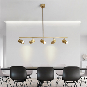北欧长杆餐吊灯射灯明装金色家用客厅长臂吊杆灯店铺工业风吧台灯