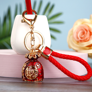韩国创意礼品镶钻水晶招财钱袋可爱汽车钥匙扣女包包挂件钥匙链圈