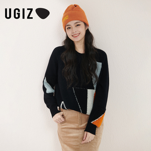 UGIZ2021冬季新品韩版女装休闲百搭几何图案纯羊毛衣女UTDWE928