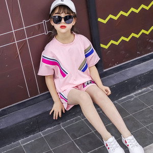 童装大女童儿童套装短袖洋气时尚夏装衣服夏天阔腿两件套女孩11岁