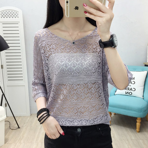 冰丝镂空网洞针织罩衫
