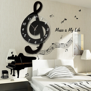 音符创意挂钟 现代客厅钟表 简约艺术挂表静音装饰时钟个性时尚钟