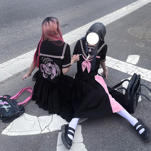 少女也会翻白眼【龙女】原创不良少女jk长裙水手服制服黑粉暗黑系