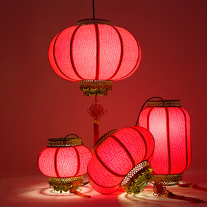 新中式红灯笼吊灯户外防水走廊过道门口中国风餐厅羊皮仿古阳台灯