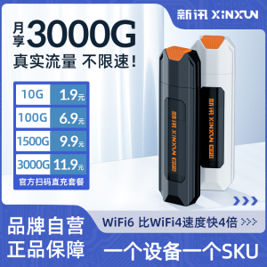 新讯x6随身wifi移动无线wifi免插卡网络4g纯流量上网卡全国通用usb便携式路由器宽带车载宿舍笔记本电脑热点