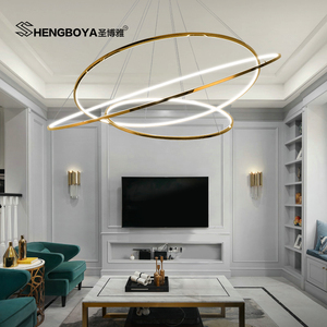 后现代客厅吊灯创意个性几何线条圆圈房设计师可调节简约轻奢灯具