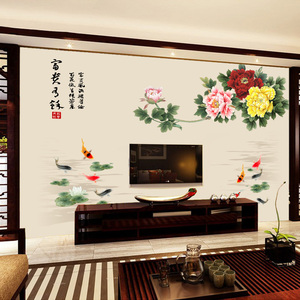 3d无缝电视背景墙壁纸无纺布墙纸大型壁画客厅中式墙布 富贵有余