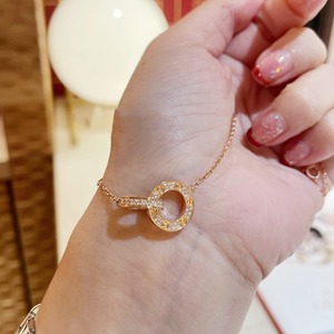 代购cartier/卡地亚项链双环满天星 18k玫瑰金 满钻 love锁骨链