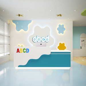 定做教育培训机构烤漆前台幼儿园吧台早教中心接待台母婴店收银台