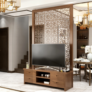 新中式实木屏风隔断客厅家用玄关柜装饰沙发电视柜不靠墙简约现代